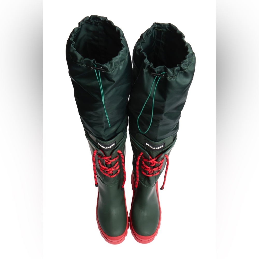 DSQUARED2 Green & Red Lace-Up Heeled Boots Size 39 - Picture 8 of 15